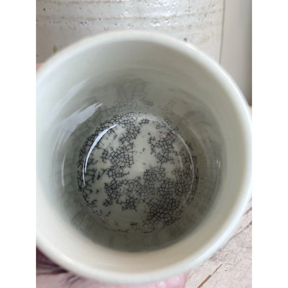 Vintage Lucky Sake Tea Cup Featuring A Gorgeous Gold Silver Flying Swan JAPAN
